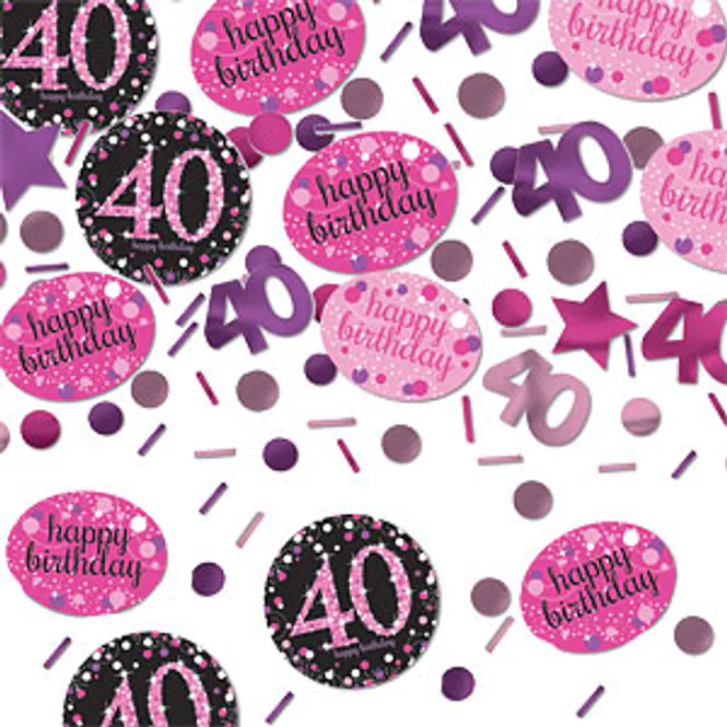 Hovedbilde Confetti 40 år Pink Sort Sølv