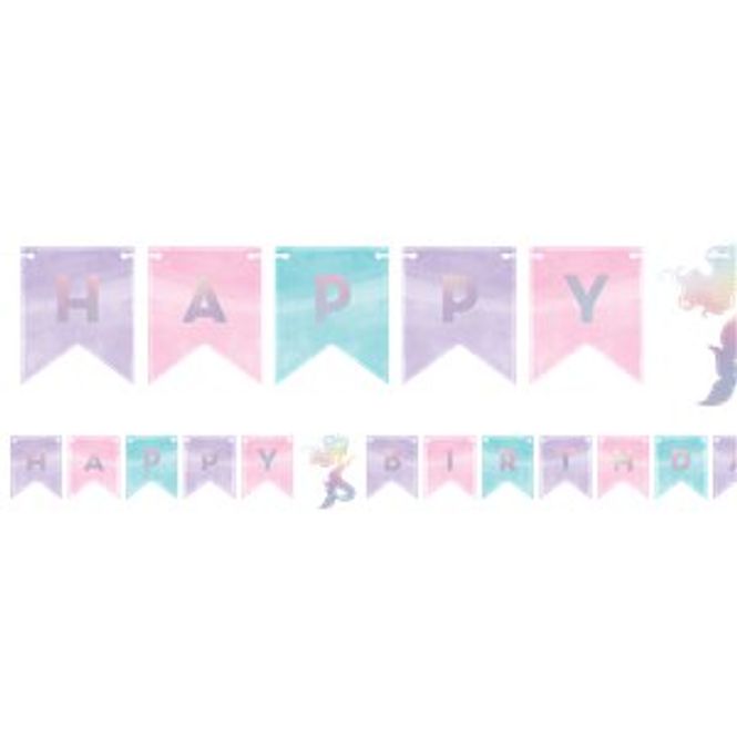 Hovedbilde Banner Havfrue Happy Birthday Irdescent 1,6m