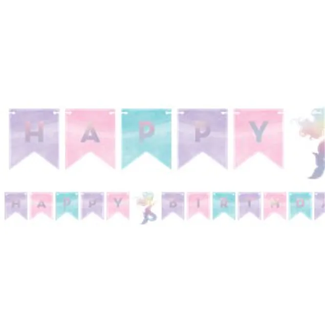 Hovedbilde Banner Havfrue Happy Birthday Irdescent 1,6m