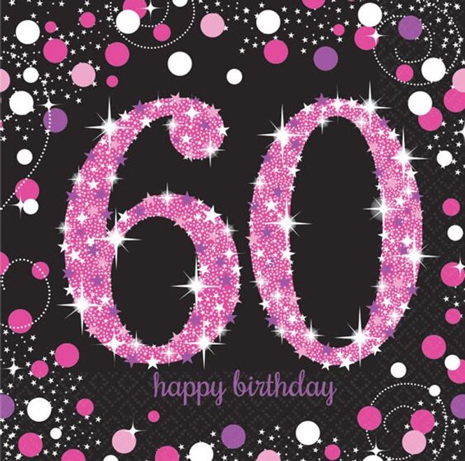 Hovedbilde Servietter 60-år Pink 16-pk