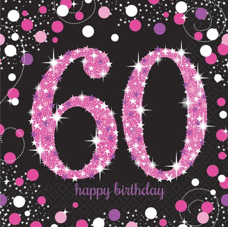 Servietter 60-år Pink 16-pk