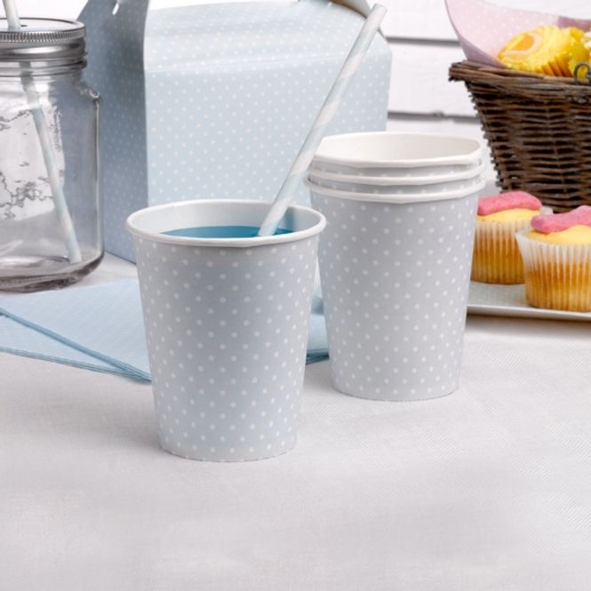 Hovedbilde Polka Dot Lyseblå Pappkrus 8-pk