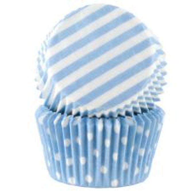 Hovedbilde Cupcakeformer Lyseblå Stripet Dots 50-pk