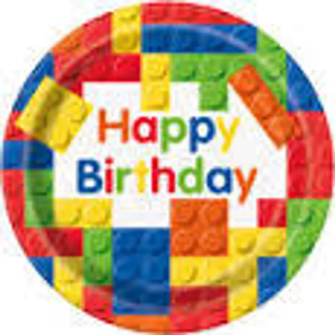 Hovedbilde Lego Papptallerken Happy Birthday 8-pk