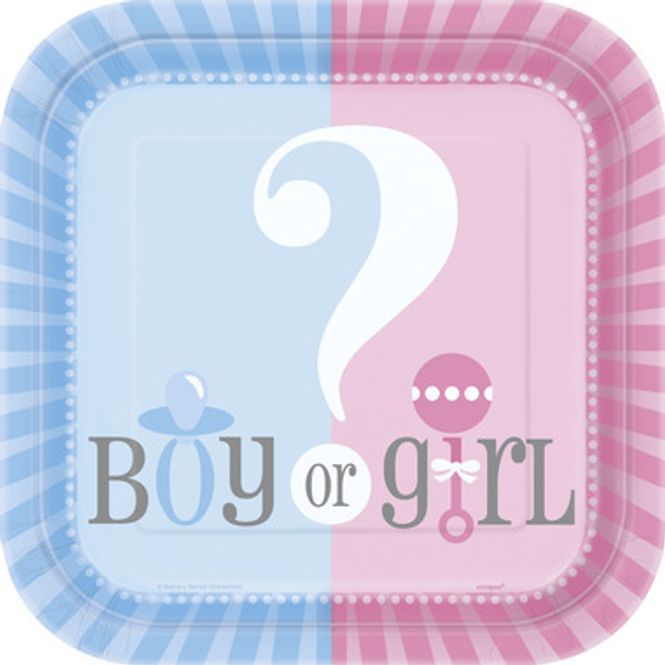 Hovedbilde Papptallerken Gender Reveal 8-pk