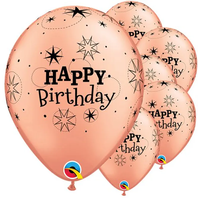 Hovedbilde Ballonger Happy Birthday Rosegull 5-pk