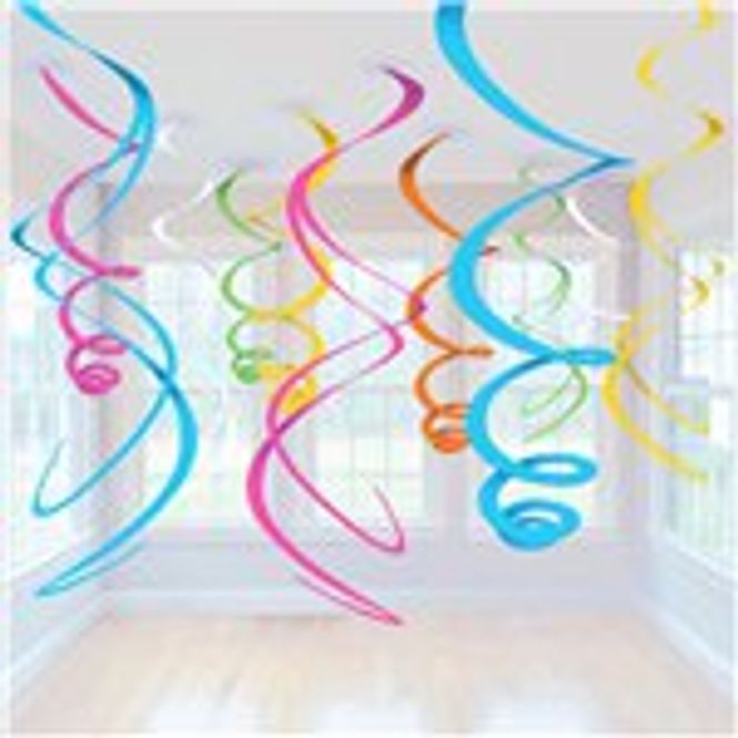 Hovedbilde Hengende Swirls Pynt, Flerfarger 12-pk