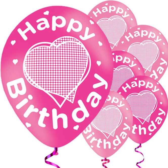 Hovedbilde Ballonger Happy Birthday Rosa/Pink 6-pk