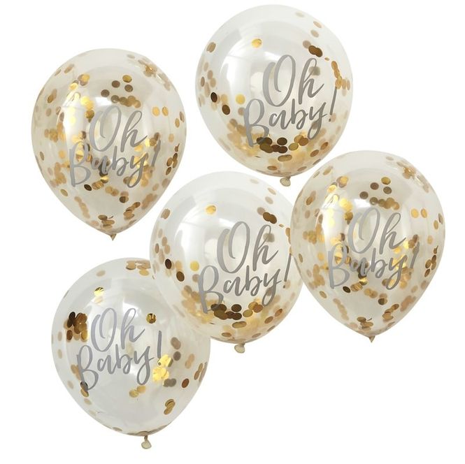 Hovedbilde Ballonger Confetti Babyshower Gull