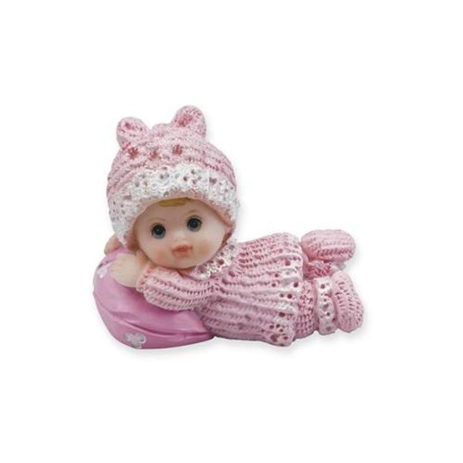 Hovedbilde Babyfigur Rosa Liggende På Pute 4x4cm