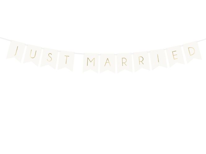 Hovedbilde Banner Just Married Hvit Gull