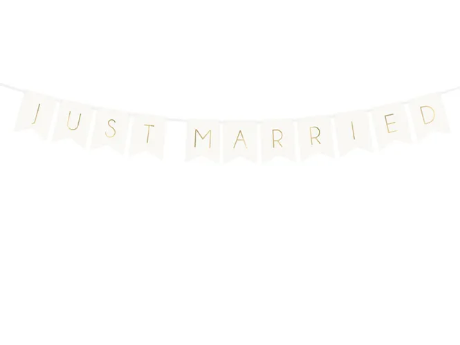 Hovedbilde Banner Just Married Hvit Gull