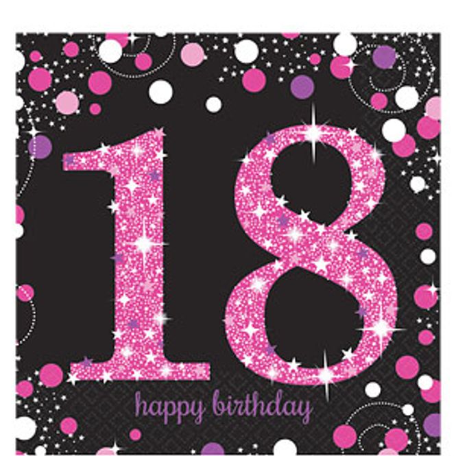 Hovedbilde Servietter 18-år Pink 16-pk