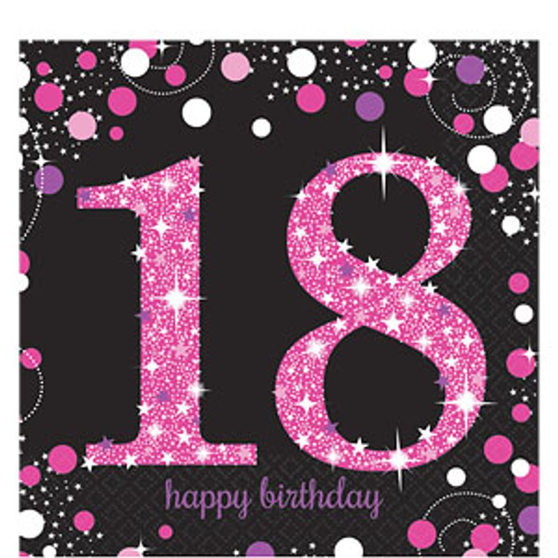 Servietter 18-år Pink 16-pk