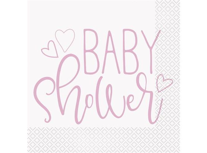 Hovedbilde Rosa hjerte BabyShower 16 Lunchservietter - ...