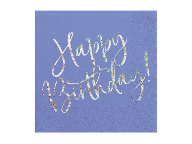 Hovedbilde Servietter Happy Birthday lyseblå 20-pk