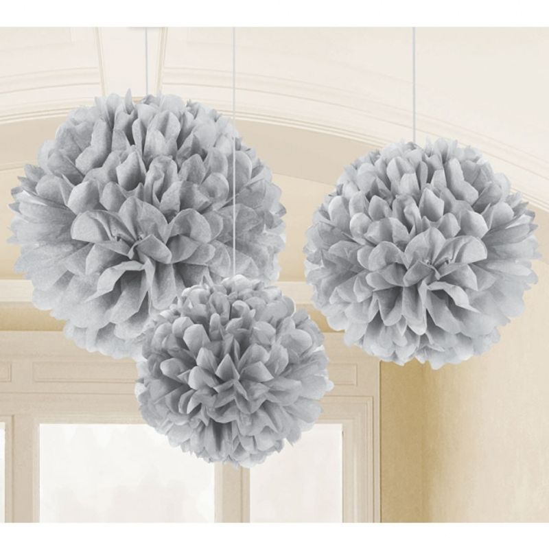 Pom Poms Sølv 3-pk