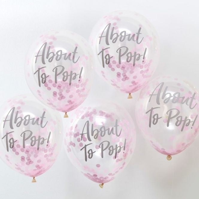 Hovedbilde Ballonger Confetti Babyshower Rosa