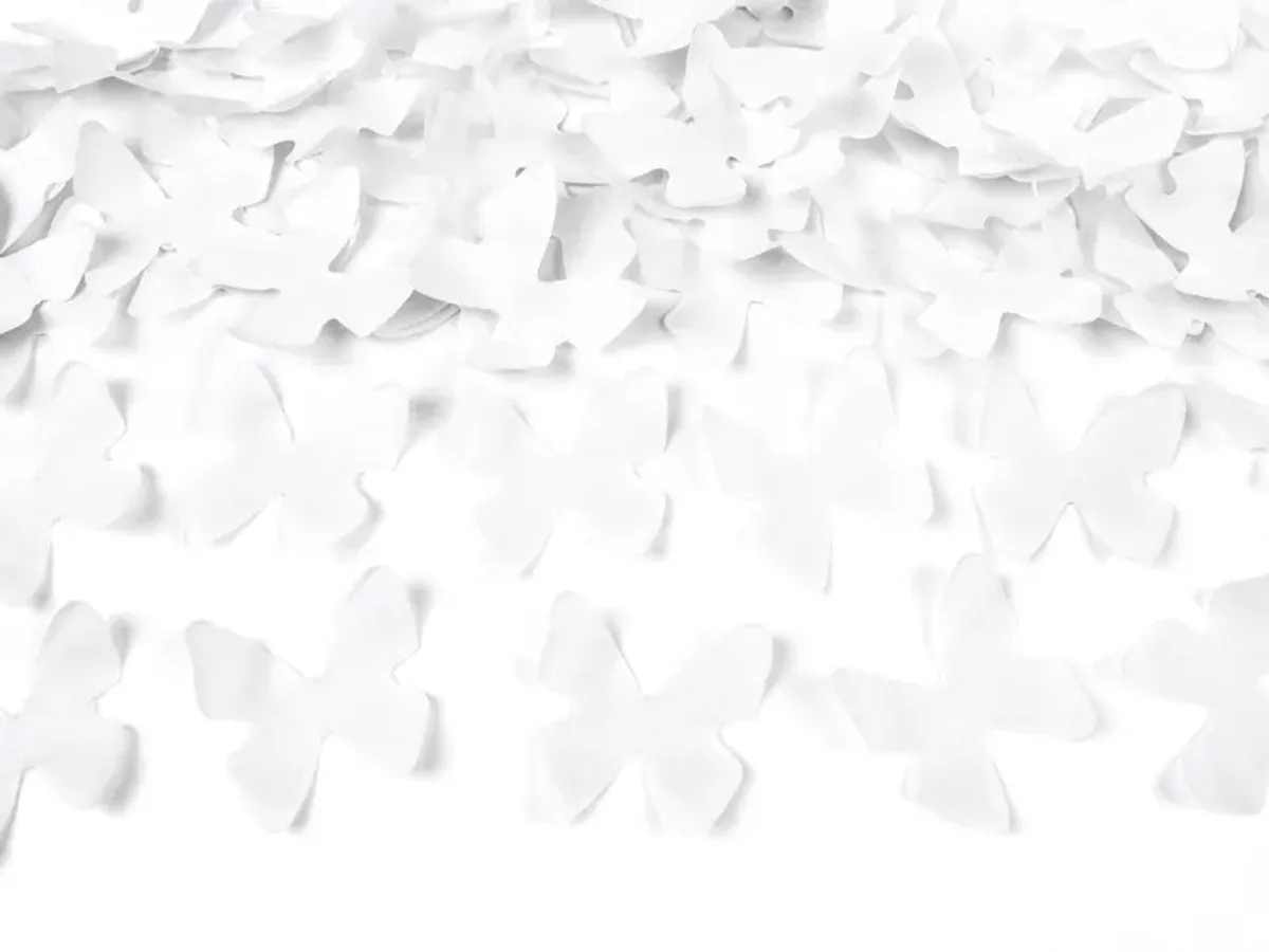 Confetti kanon hvit sommerfugl