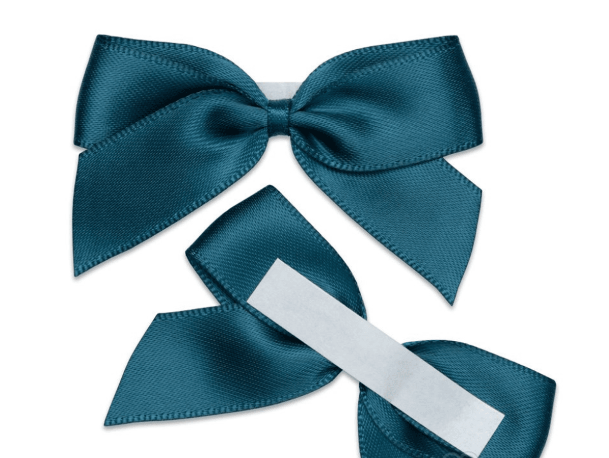 Satengsløyfe selvklebende blågrønn 12 pk